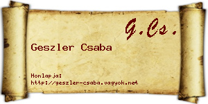 Geszler Csaba névjegykártya
